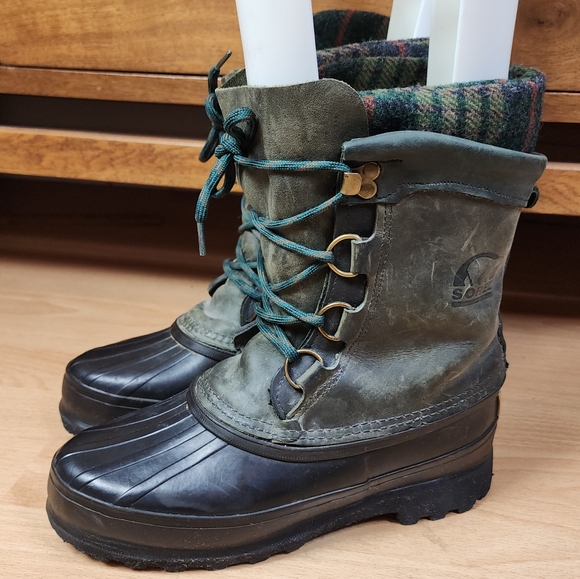 Sorel Green Leather Boots Women's Size 7 Removable Liner - Picture 1 of 16